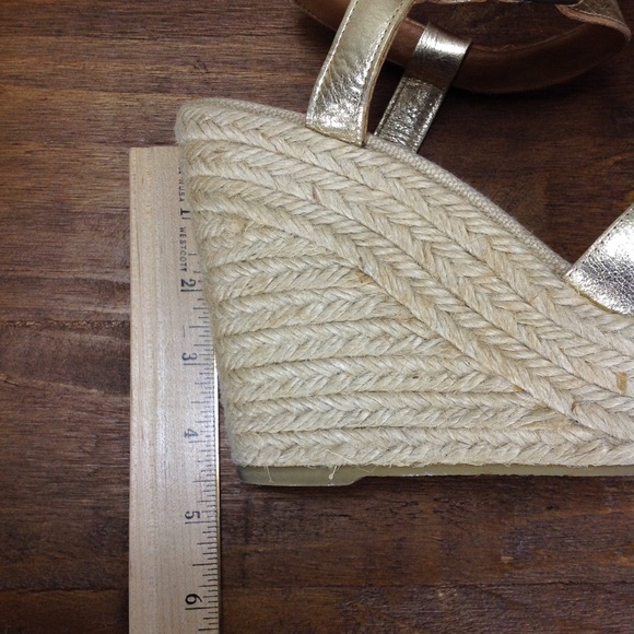 ❌Marc by Marc Jacobs Gold Leather Wedge Espadrille - Picture 7 of 8